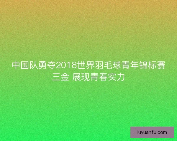 中国队勇夺2018世界羽毛球青年锦标赛三金 展现青春实力