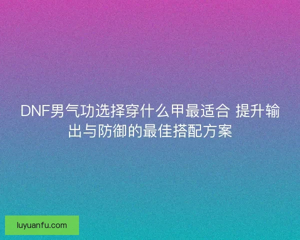 DNF男气功选择穿什么甲最适合 提升输出与防御的最佳搭配方案